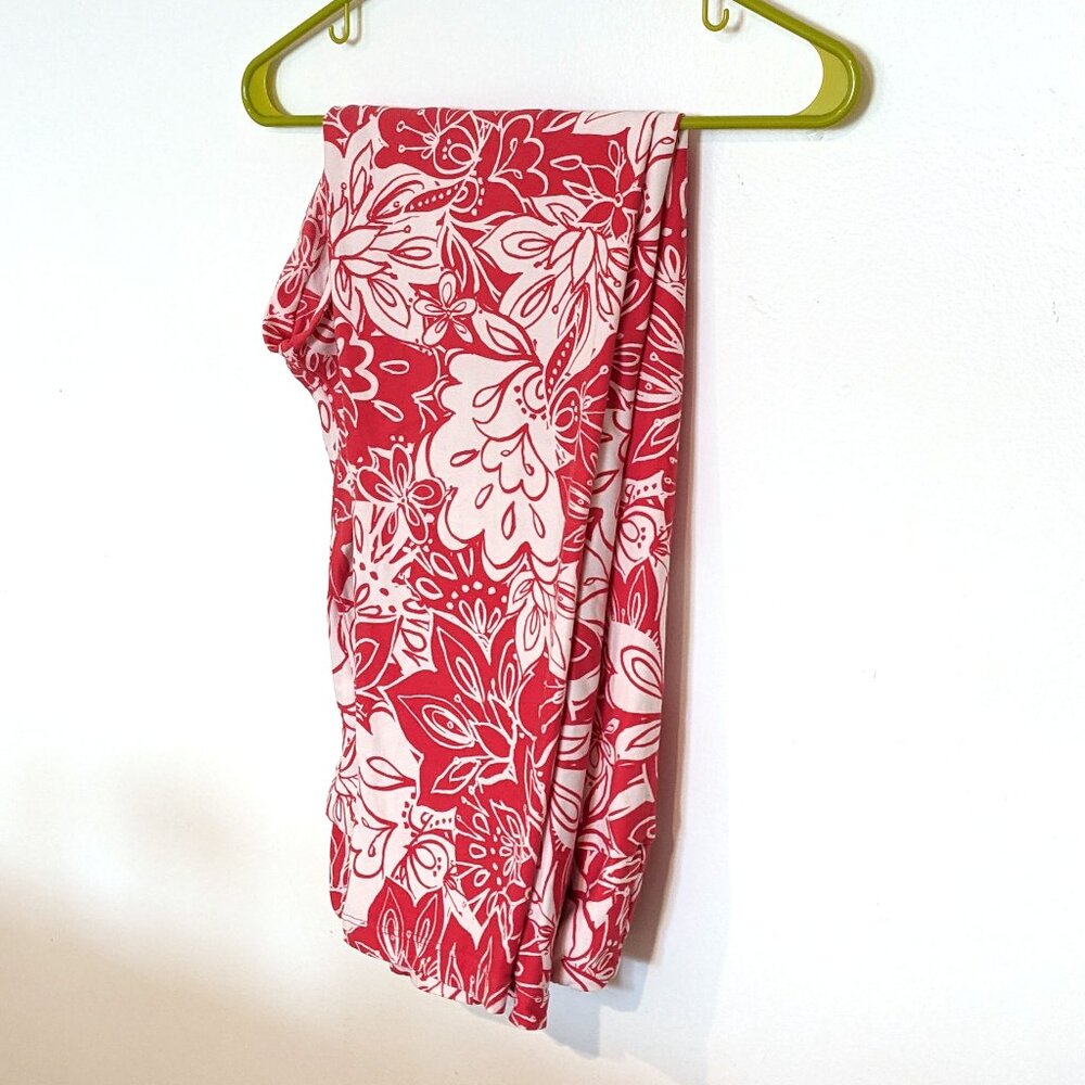 Coral Floral Print LulaRoe Leggings